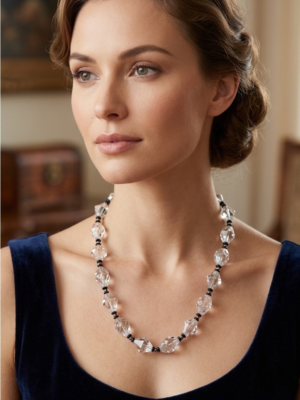 Clear Crystal Vintage 1940’s Necklace - Elegant Women’s Jewelry
